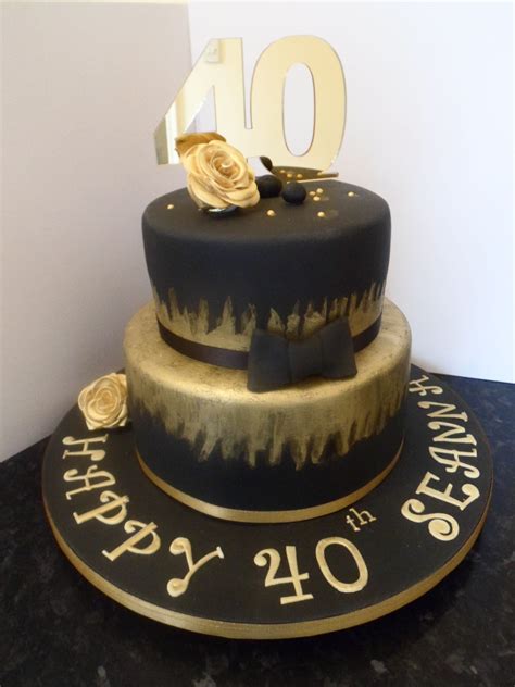 gold and black cake decorations|black and gold 40th cake.